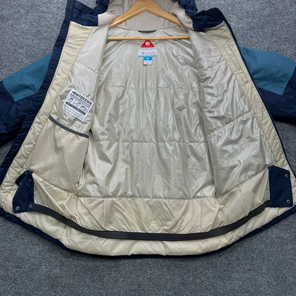 Columbia Omni-Heat Omni-Tech Hooded Jacket Boys XL Blue Waterproof Outdoor